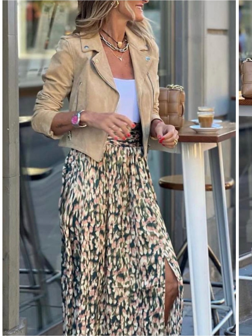 Morandi leopard print slit maxi skirt